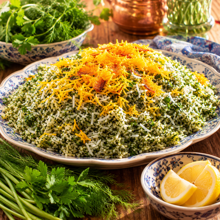 سبزی‌پلو خانگی حسینیان